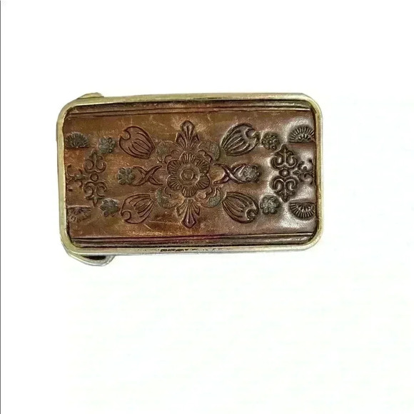 Vintage Tooled Leather Belt Buckle